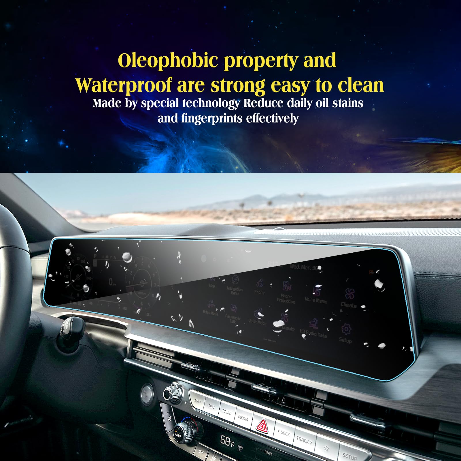 Eueky 4Pcs Compatible With 2024 Kia Telluride Screen Protector 2025 2024 Kia Telluride Lx S Ex Sx Sx Prestige Dual 12.3Inch Disp